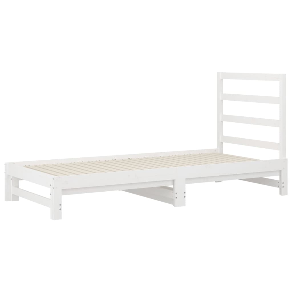 Uttrekkbar dagseng hvit 2x(90x200) cm heltre furu
