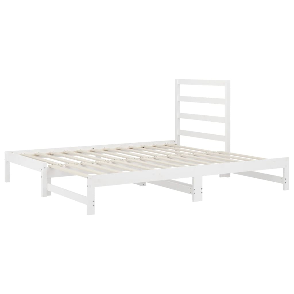 Uttrekkbar dagseng hvit 2x(90x200) cm heltre furu