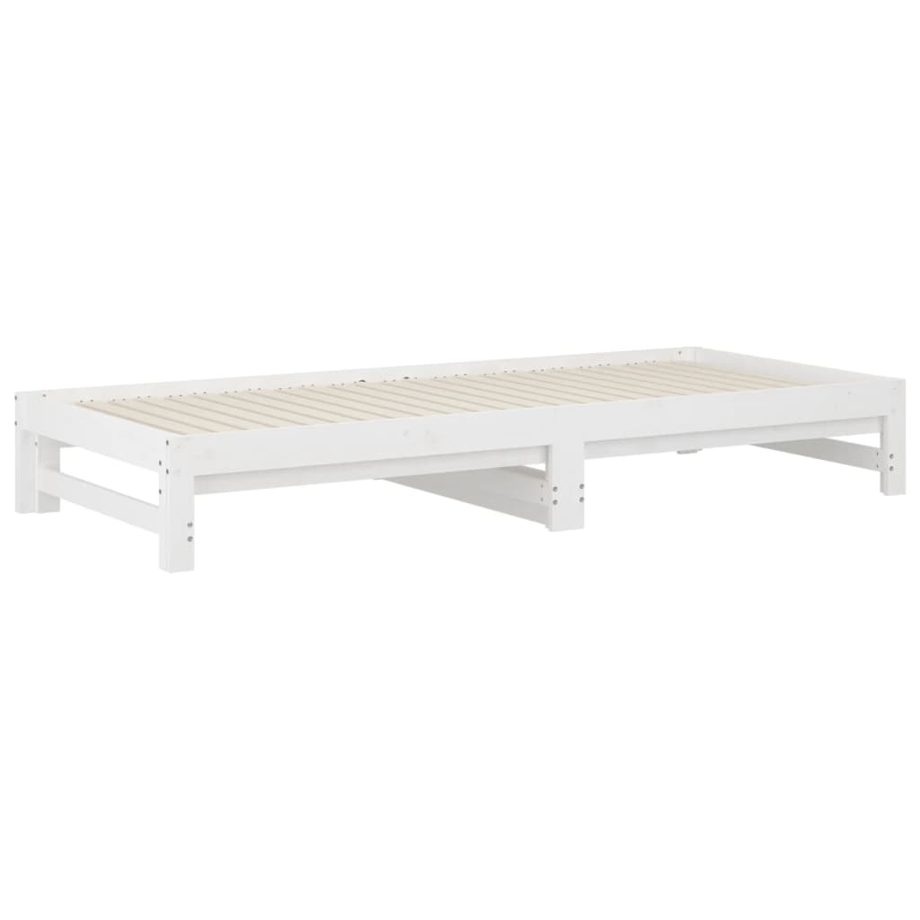 Uttrekkbar dagseng hvit 2x(90x200) cm heltre furu