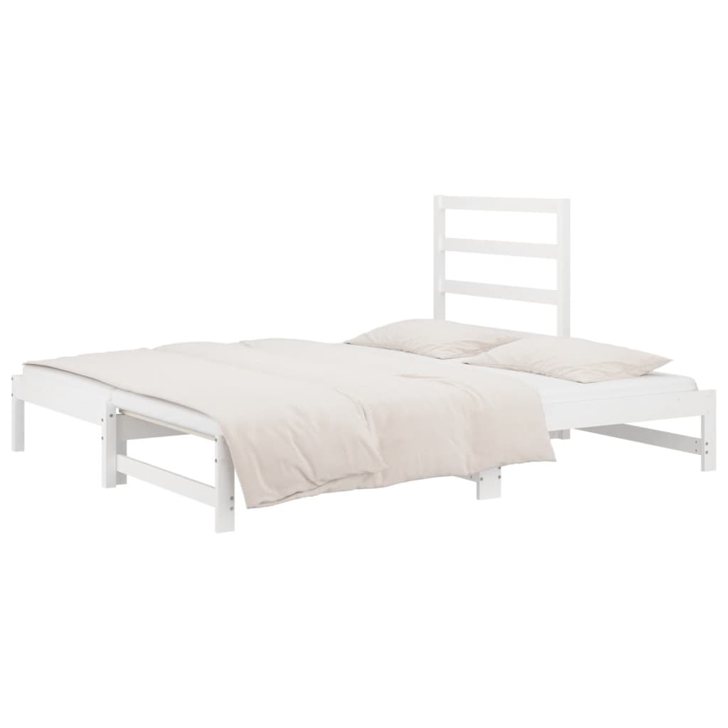Uttrekkbar dagseng hvit 2x(90x200) cm heltre furu
