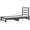Uttrekkbar dagseng grå 2x(90x200) cm heltre furu