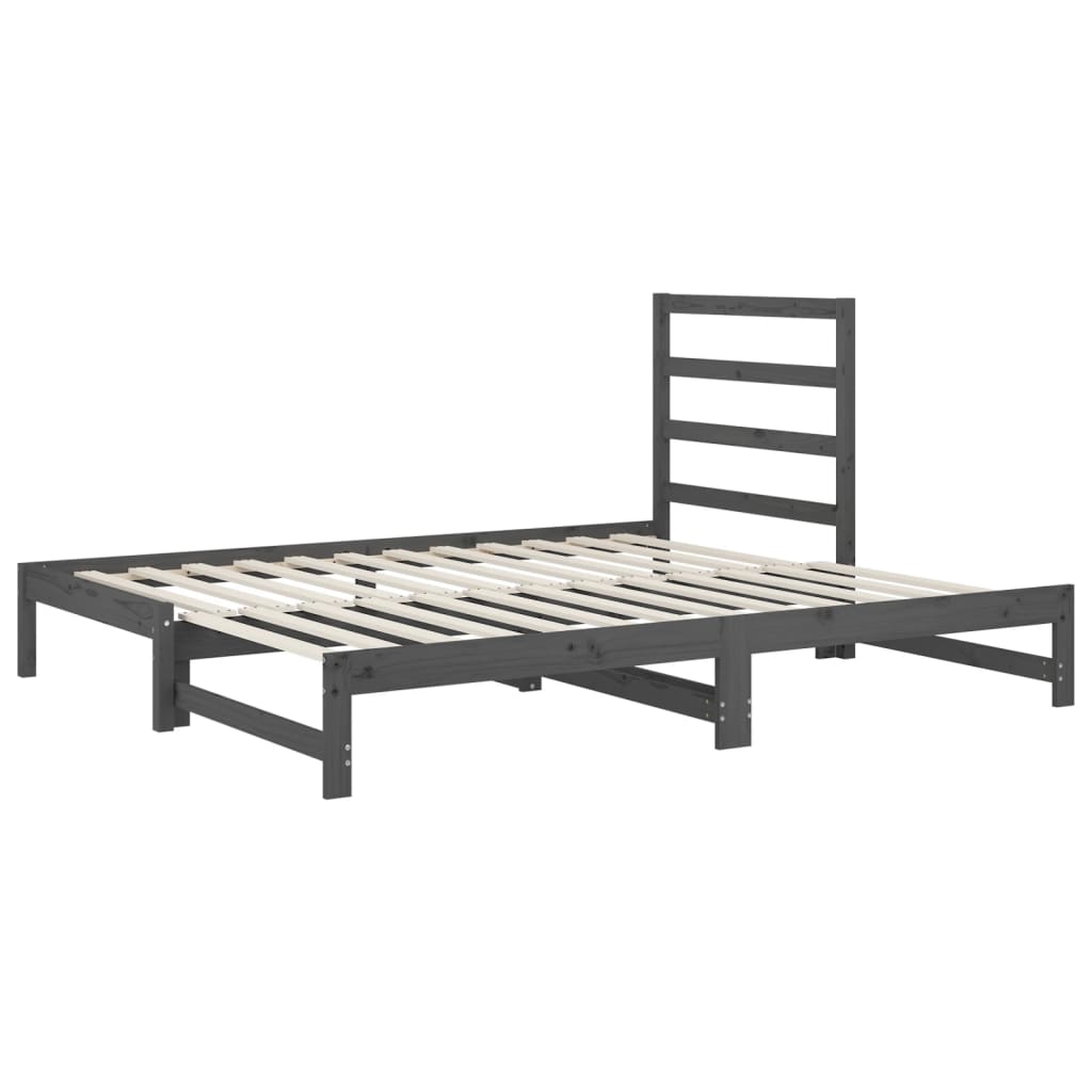Uttrekkbar dagseng grå 2x(90x200) cm heltre furu