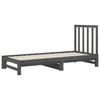 Uttrekkbar dagseng grå 2x(90x200) cm heltre furu