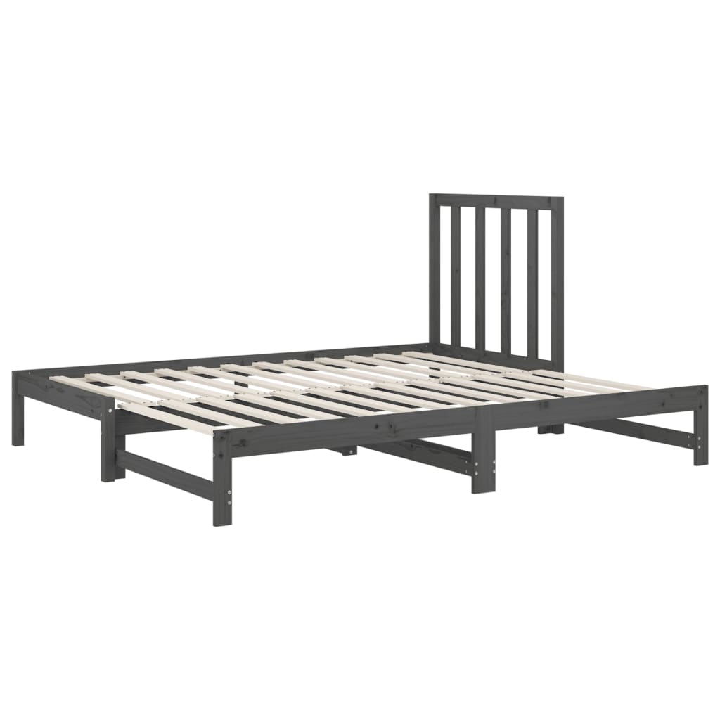Uttrekkbar dagseng grå 2x(90x200) cm heltre furu