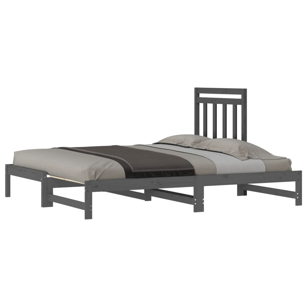 Uttrekkbar dagseng grå 2x(90x200) cm heltre furu