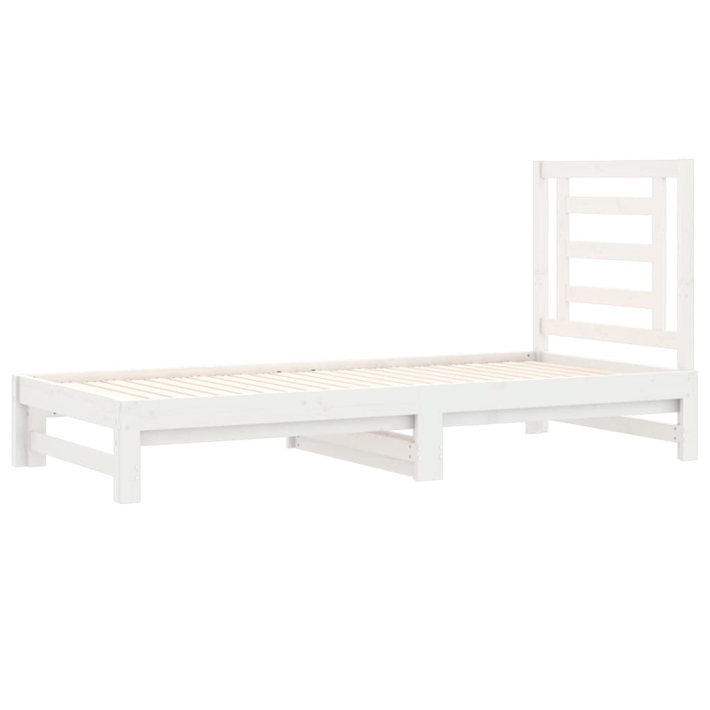 Uttrekkbar dagseng hvit 2x(90x200) cm heltre furu