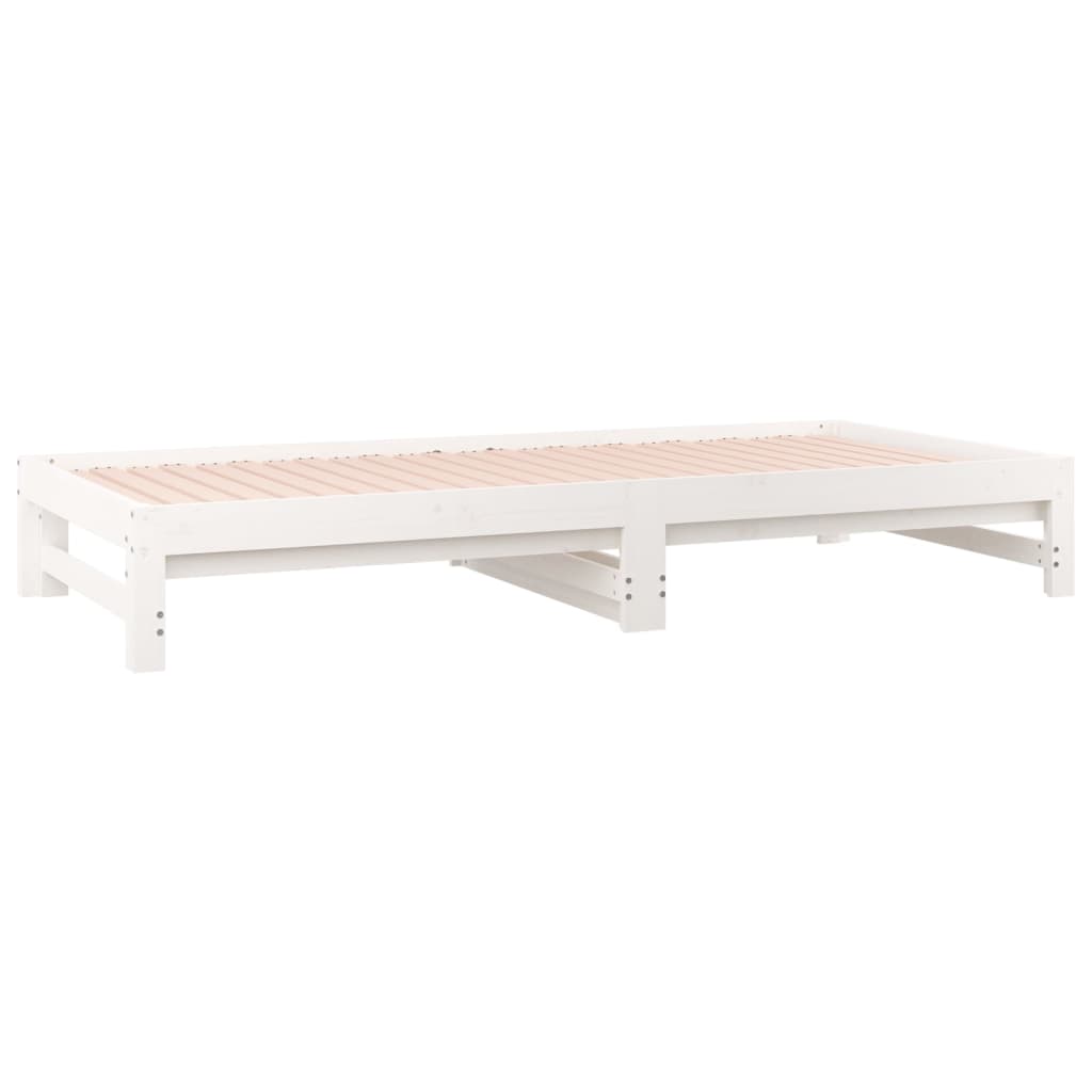 Uttrekkbar dagseng hvit 2x(90x200) cm heltre furu