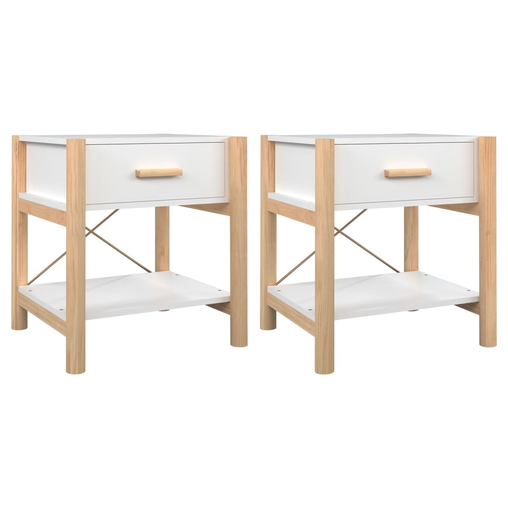 Nattbord 2 stk hvit 42x38x45 cm konstruert tre