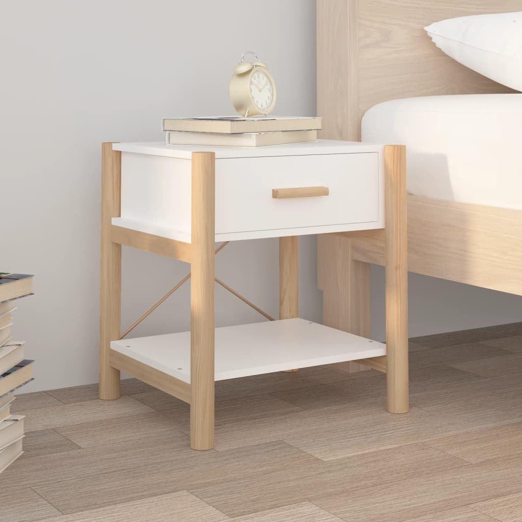 Nattbord 2 stk hvit 42x38x45 cm konstruert tre