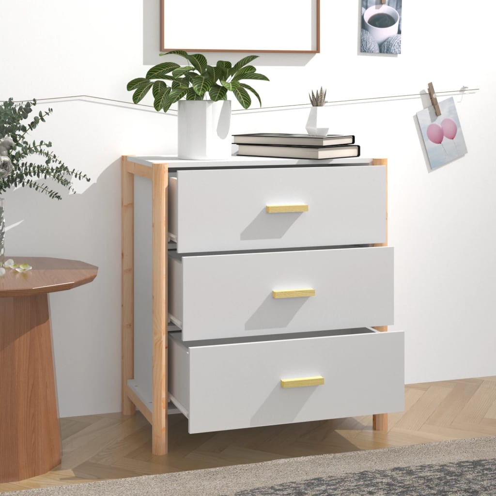 Skjenk hvit 62x38x70 cm konstruert tre