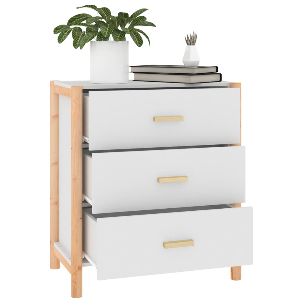 Skjenk hvit 62x38x70 cm konstruert tre