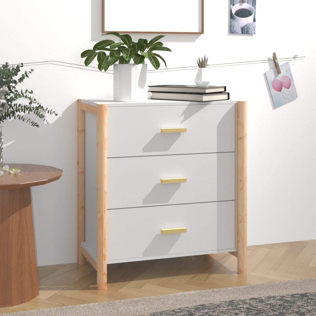 Skjenk hvit 62x38x70 cm konstruert tre