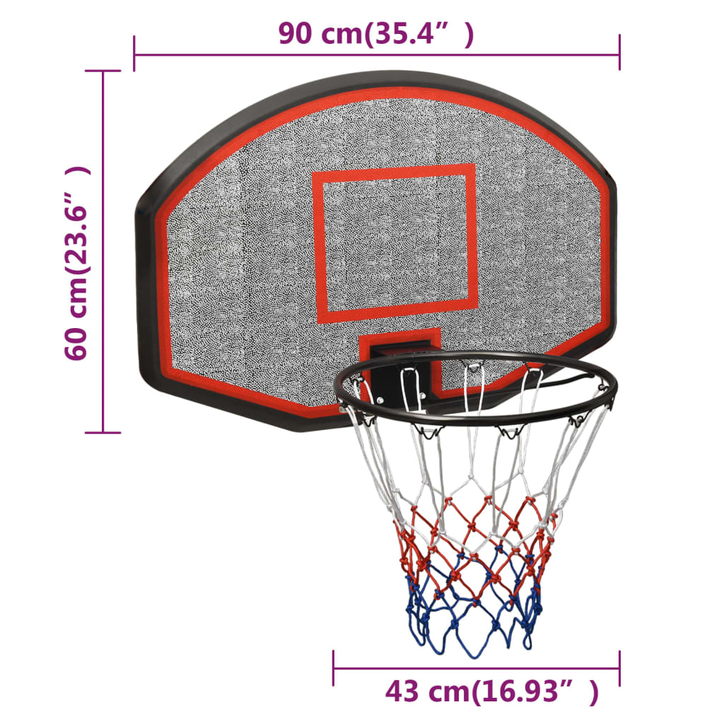 Basketballplate svart 90x60x2 cm polyeten