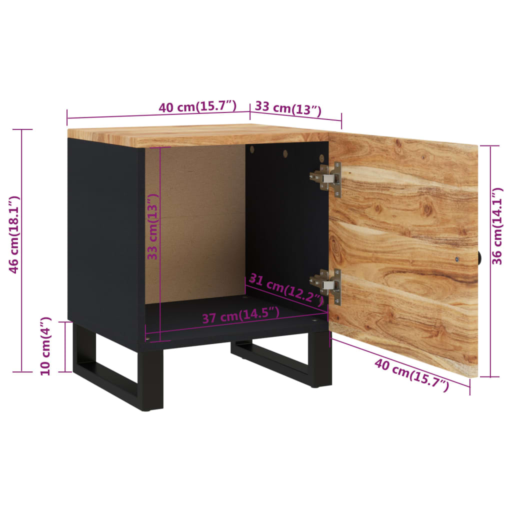 Nattbord 40x33x46 cm heltre akasie