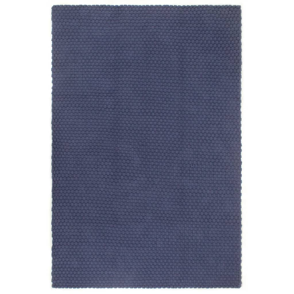 Teppe rektangulær marineblå 180x250 cm bomull