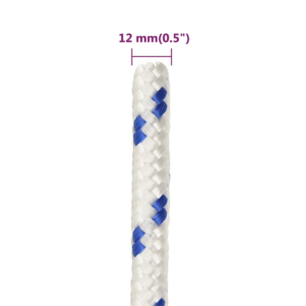 Båttau hvit 12 mm 100 m polypropylen