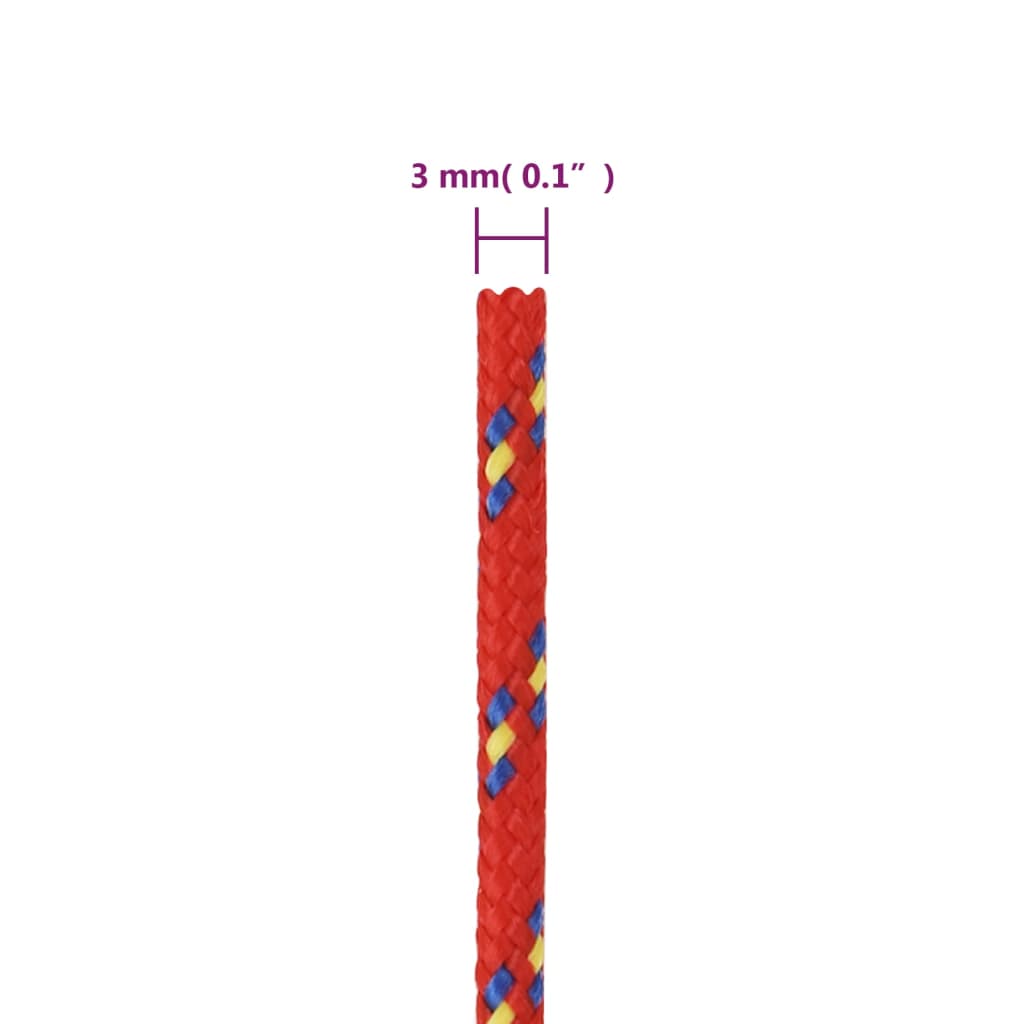 Båttau rød 3 mm 100 m polypropylen