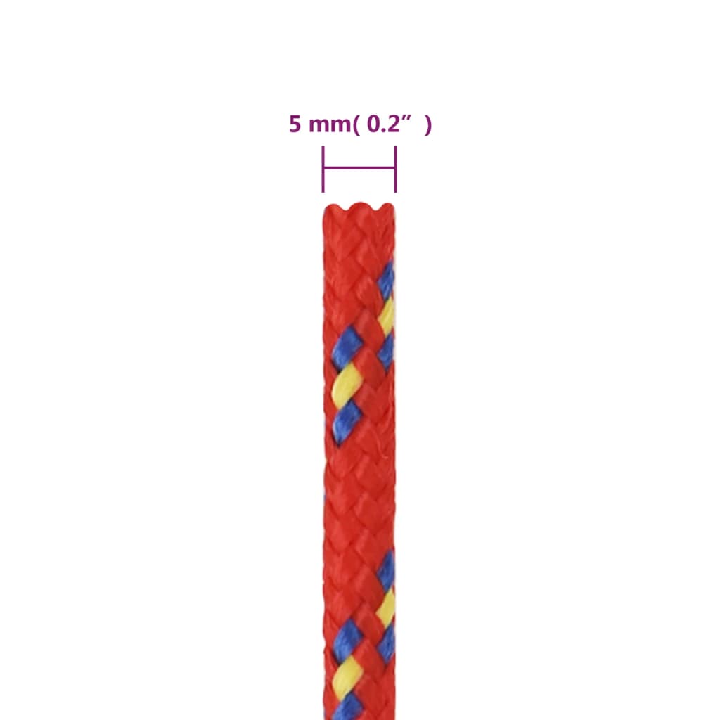 Båttau rød 5 mm 25 m polypropylen