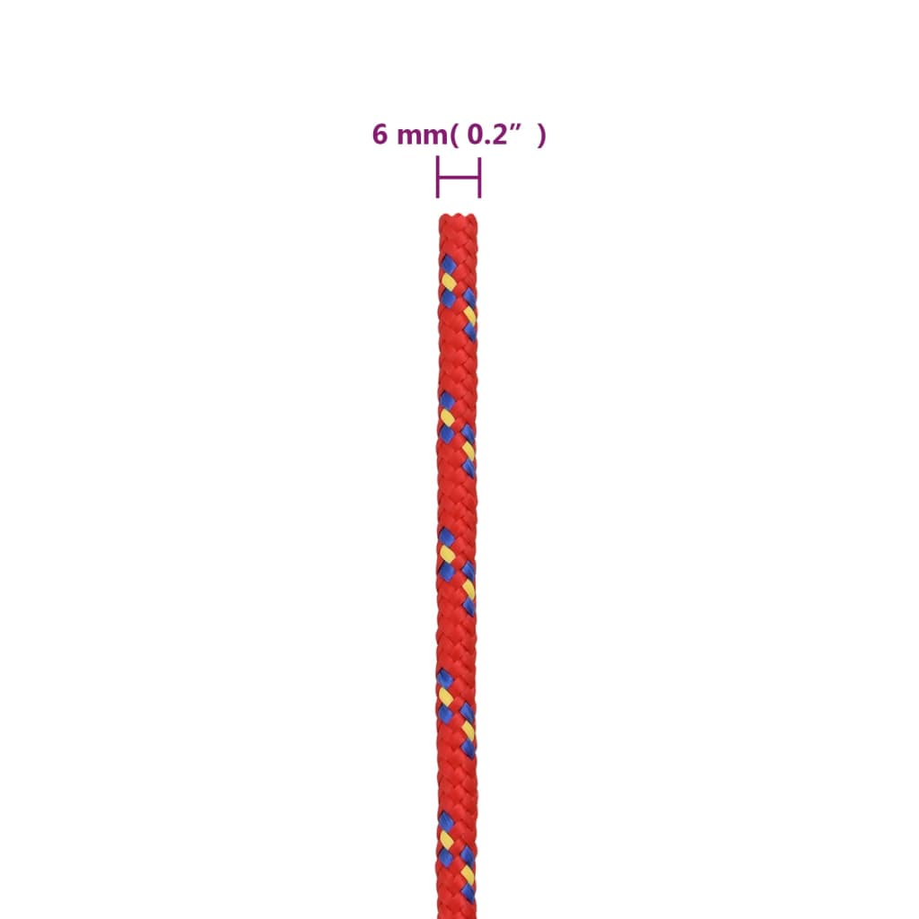 Båttau rød 6 mm 25 m polypropylen