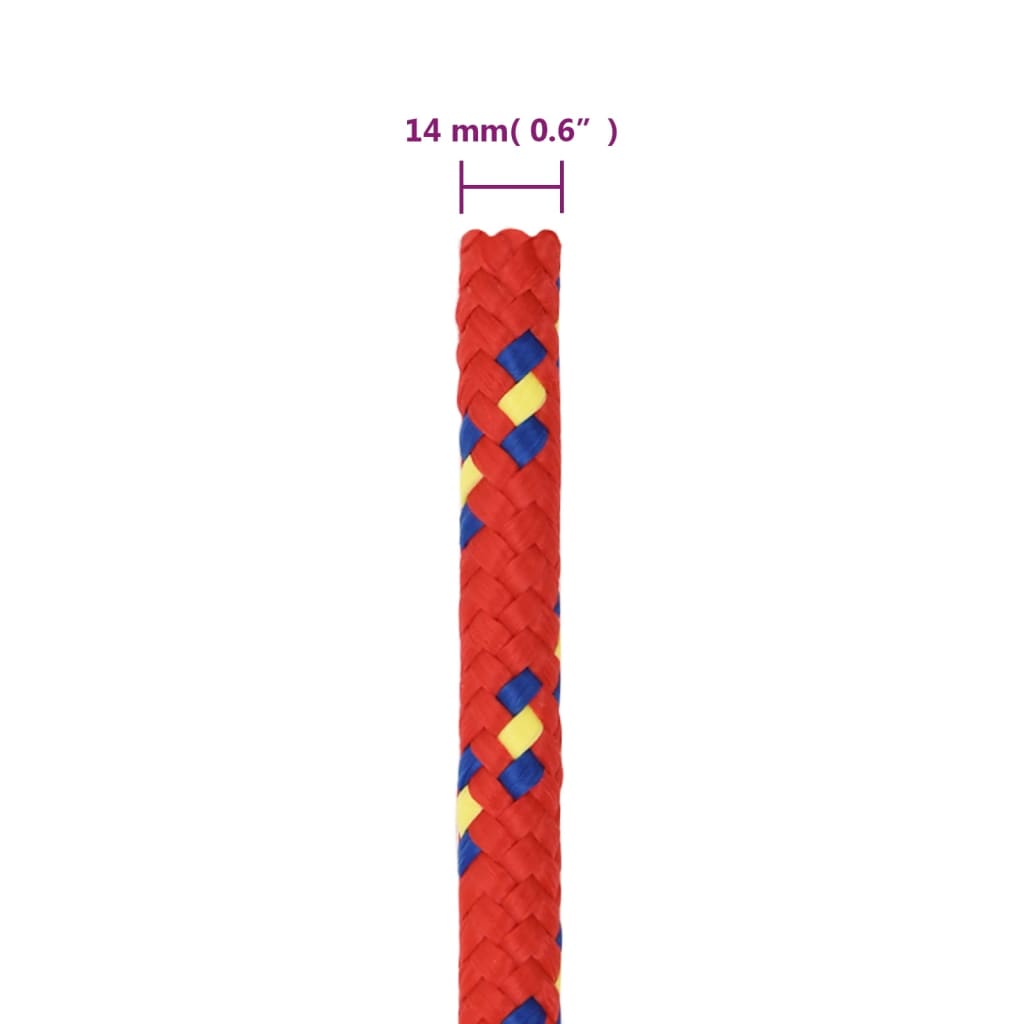Båttau rød 14 mm 100 m polypropylen