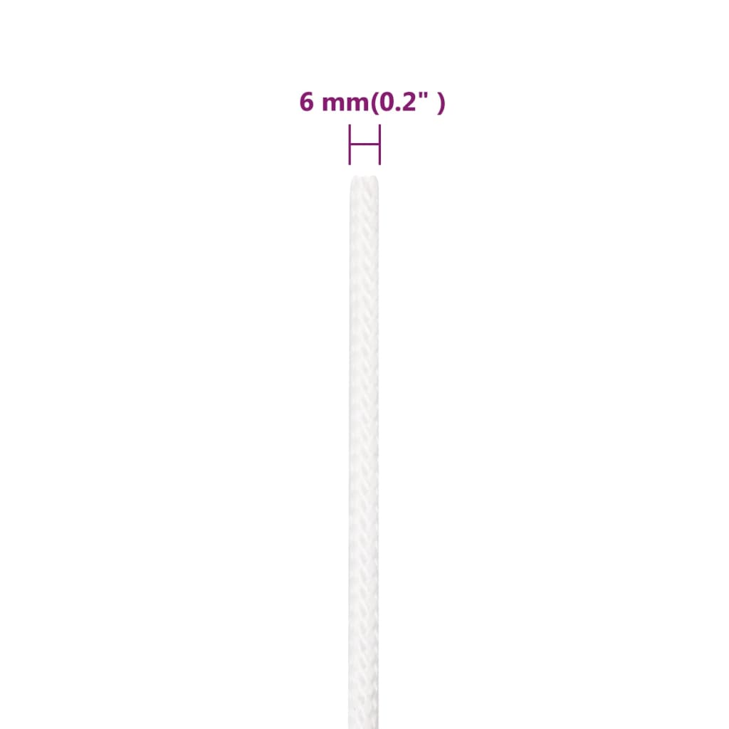 Båttau helhvit 6 mm 25 m polypropylen