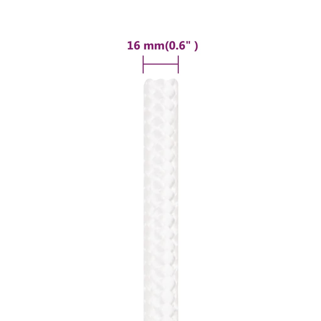 Båttau helhvit 16 mm 250 m polypropylen
