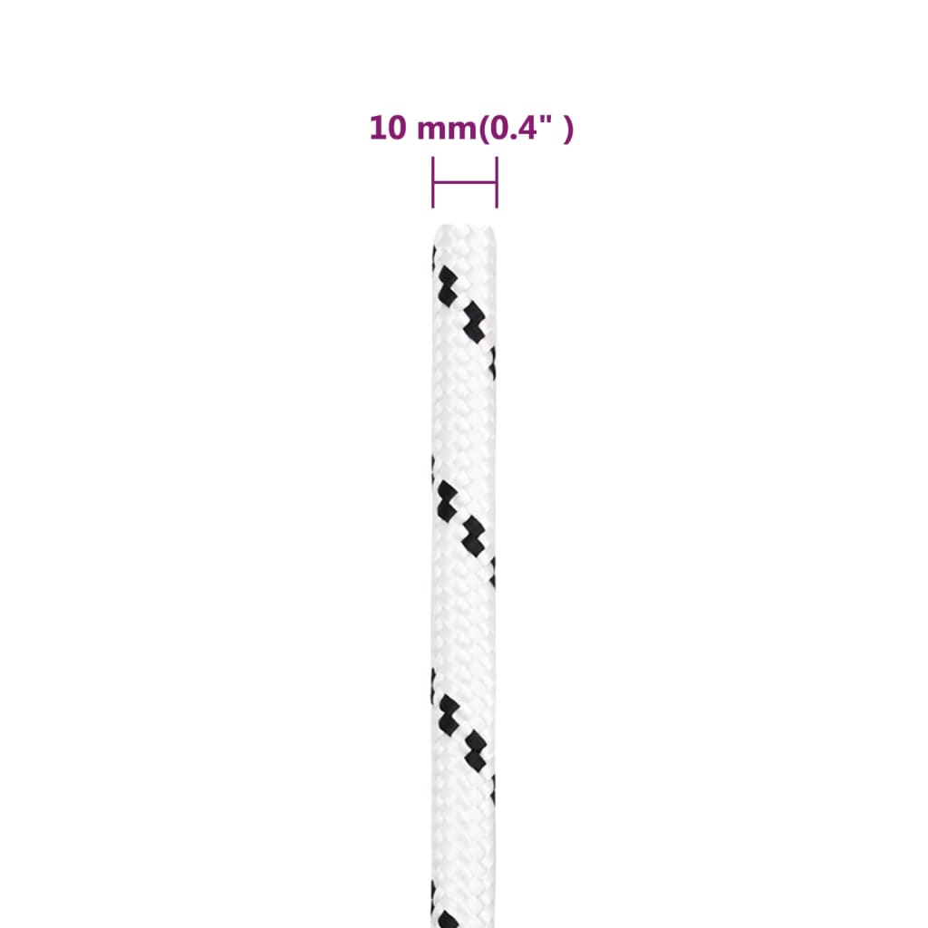 Flettet båttau hvit 10 mm x 25 m polyester