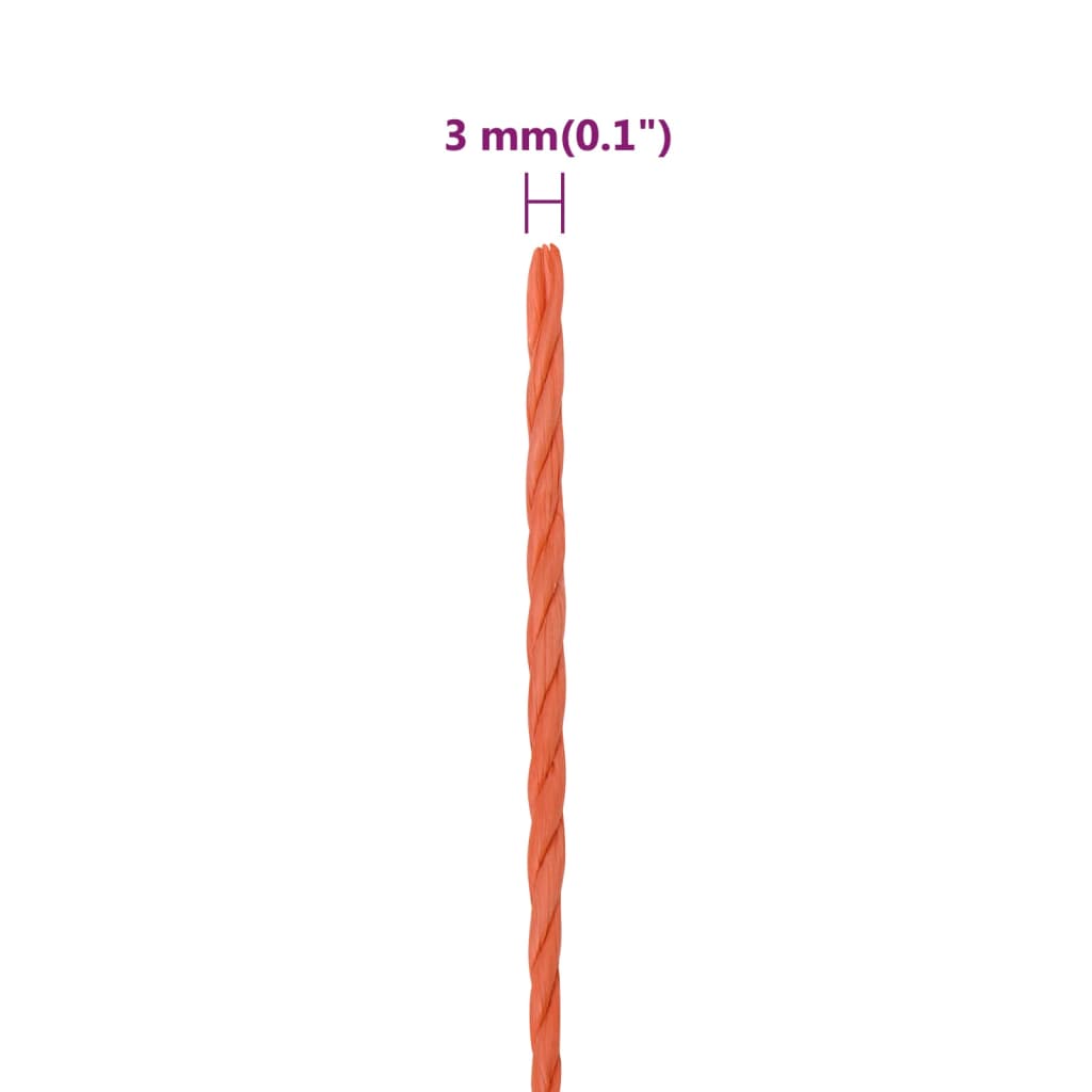 Arbeidstau oransje 3 mm 25 m polypropylen