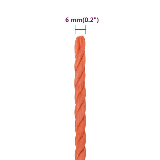 Arbeidstau oransje 6 mm 25 m polypropylen