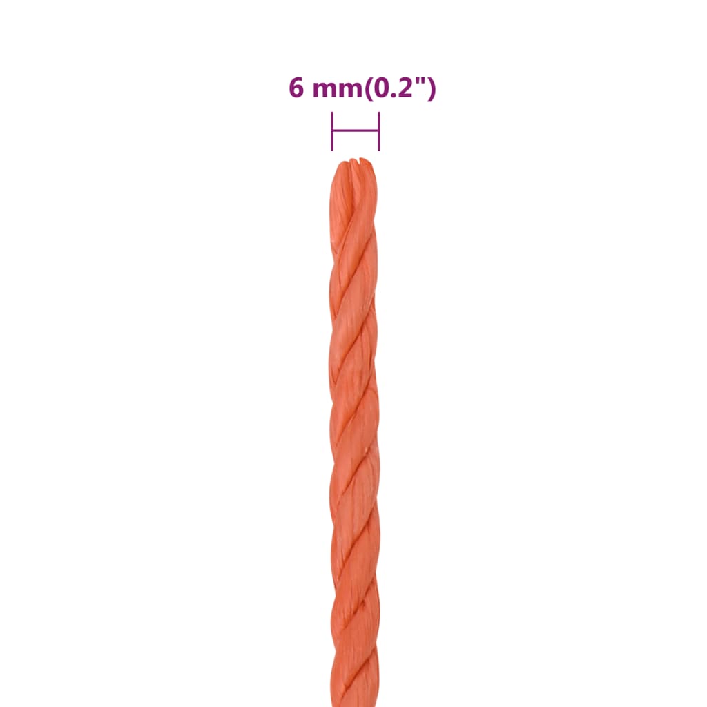 Arbeidstau oransje 6 mm 100 m polypropylen