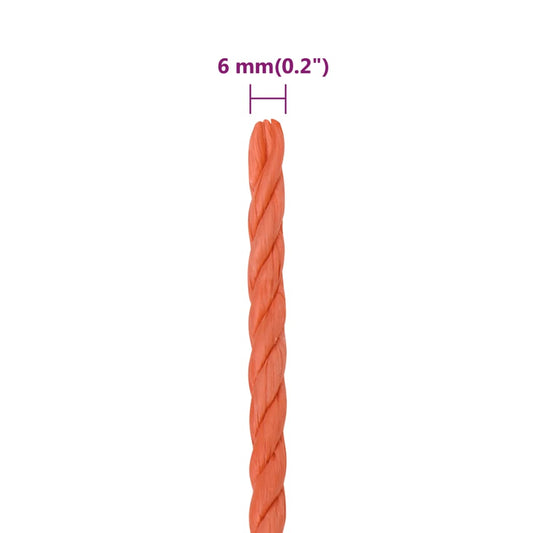 Arbeidstau oransje 6 mm 100 m polypropylen