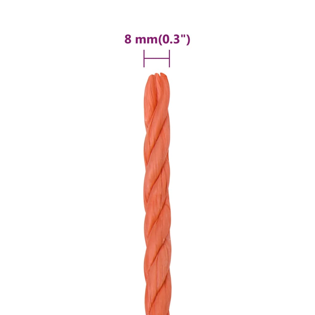 Arbeidstau oransje 8 mm 25 m polypropylen
