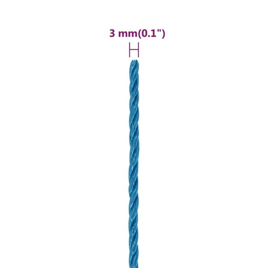 Arbeidstau blå 3 mm 50 m polypropylen