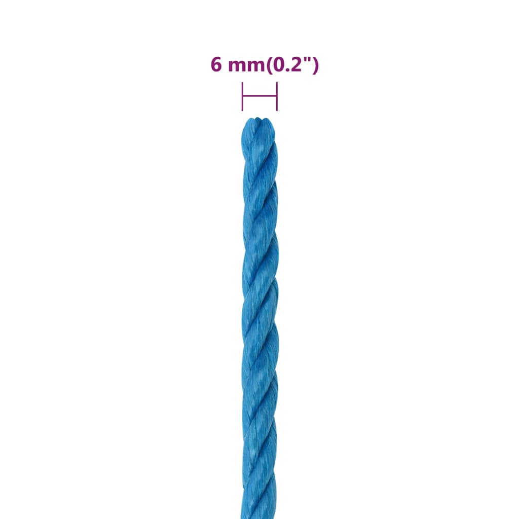 Arbeidstau blå 6 mm 100 m polypropylen