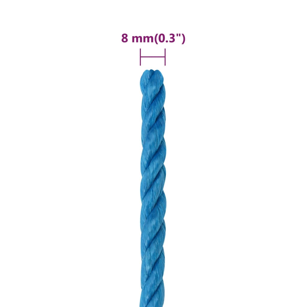 Arbeidstau blå 8 mm 25 m polypropylen