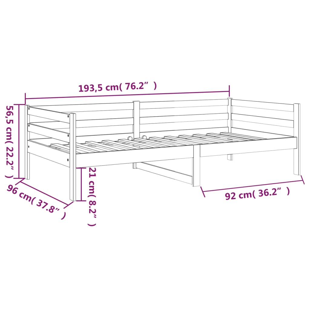 Dagseng honningbrun 90x190 cm heltre furu