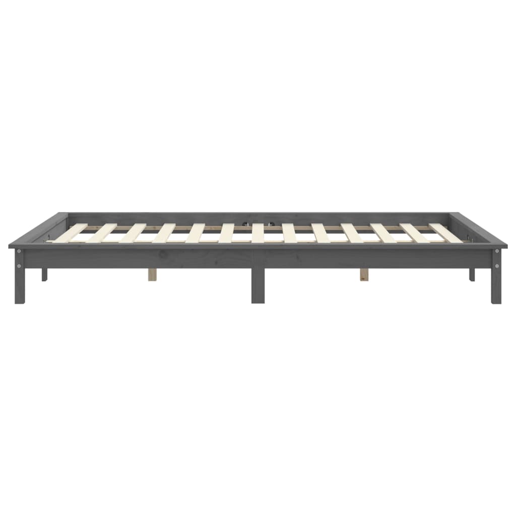 Sengeramme grå heltre furu 150x200 cm King Size