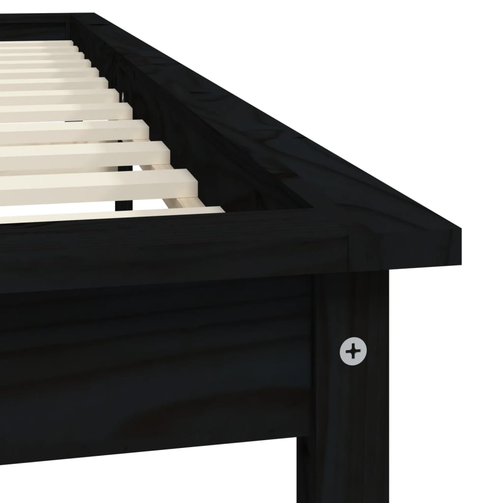 Sengeramme svart heltre furu 160x200 cm