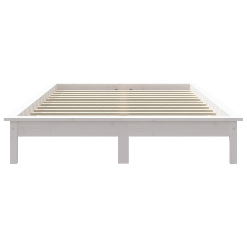Sengeramme hvit 200x200 cm heltre furu