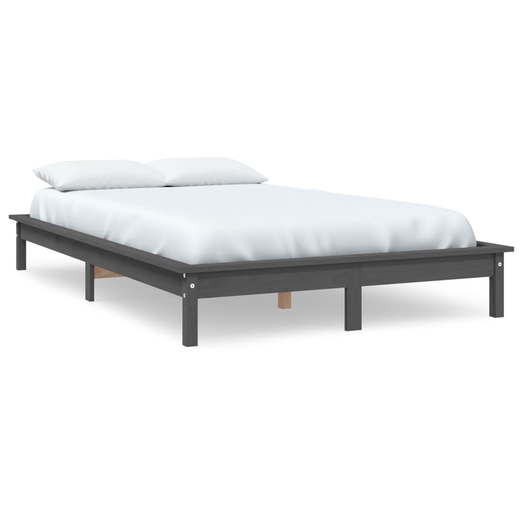 Sengeramme grå 200x200 cm heltre furu