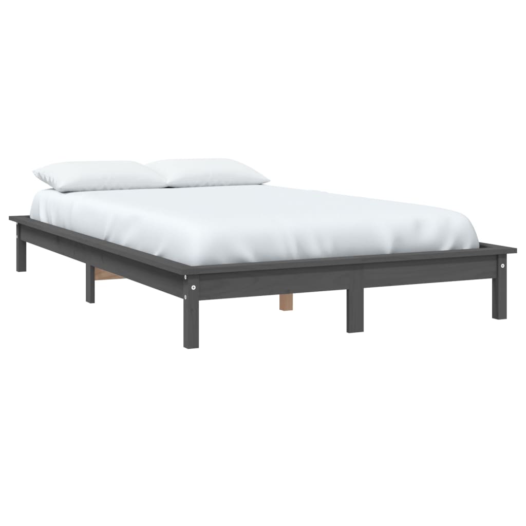 Sengeramme grå 200x200 cm heltre furu