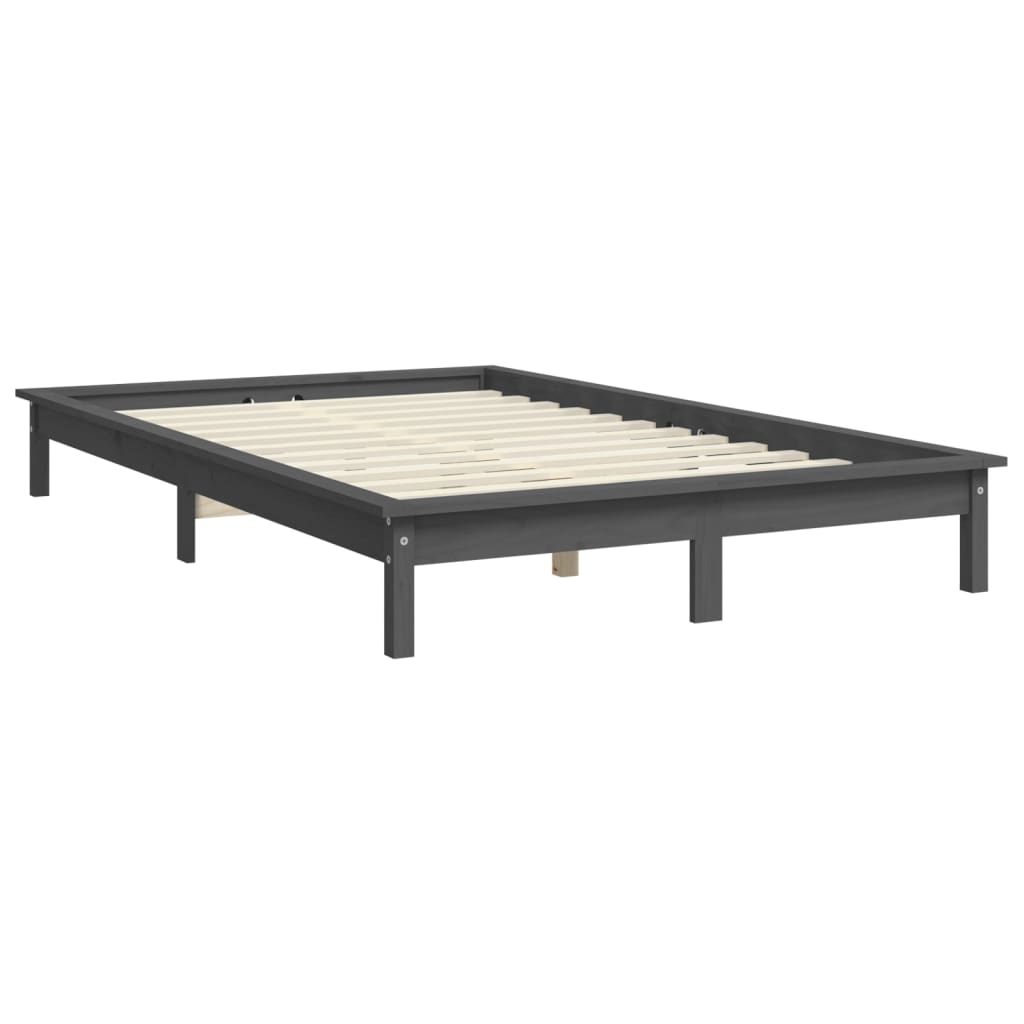Sengeramme grå 200x200 cm heltre furu