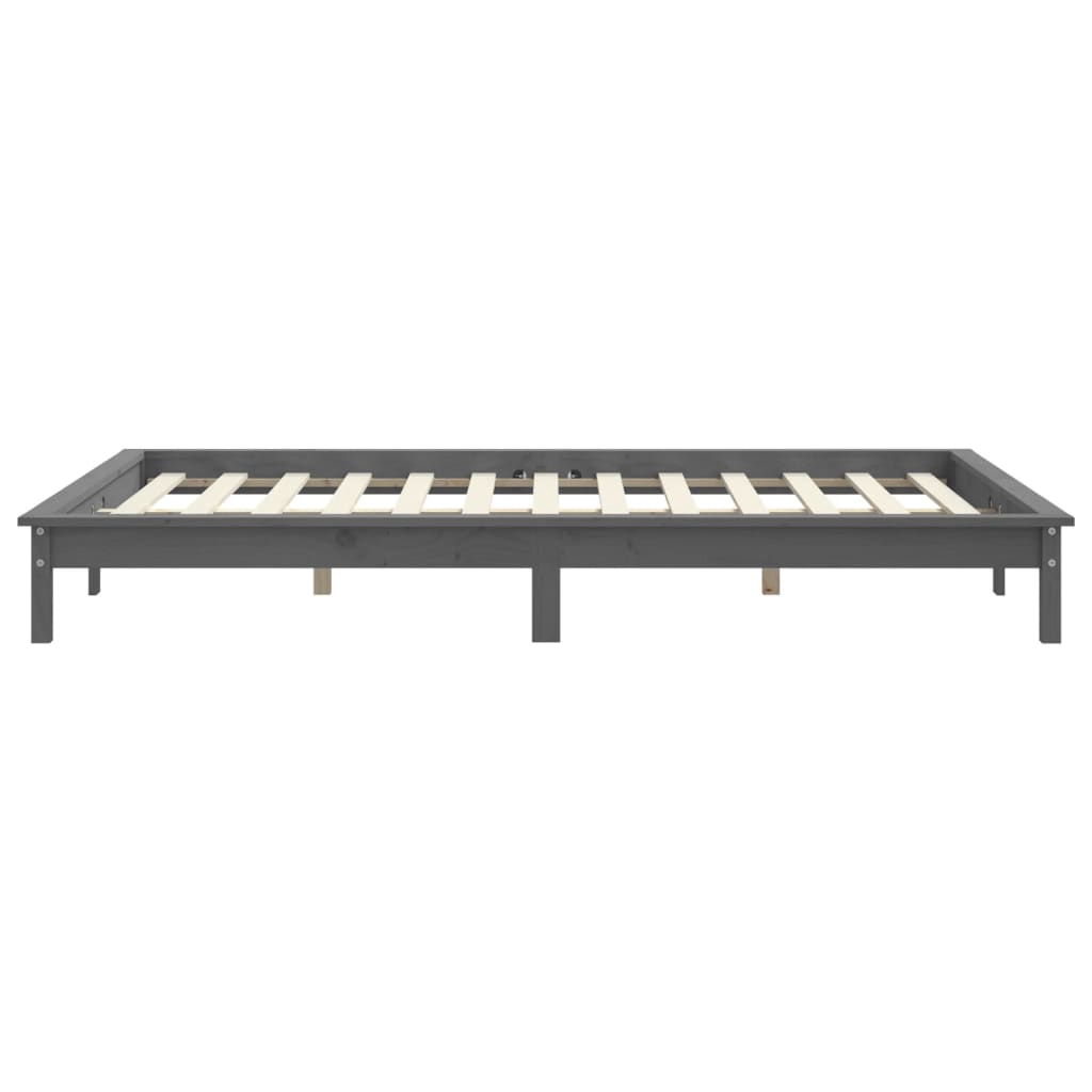 Sengeramme grå 200x200 cm heltre furu