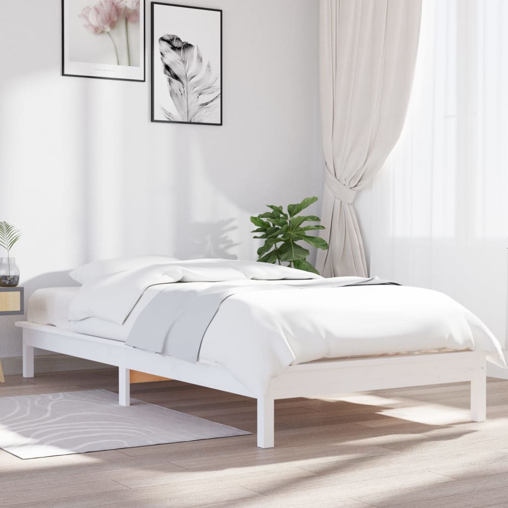 Sengeramme hvit 90x190 cm heltre furu