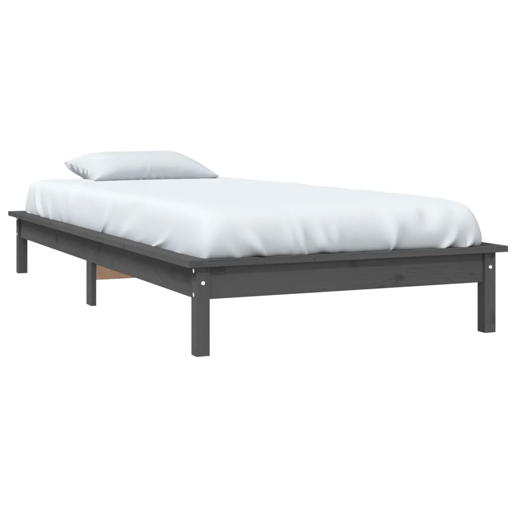 Sengeramme grå 90x190 cm heltre furu Single