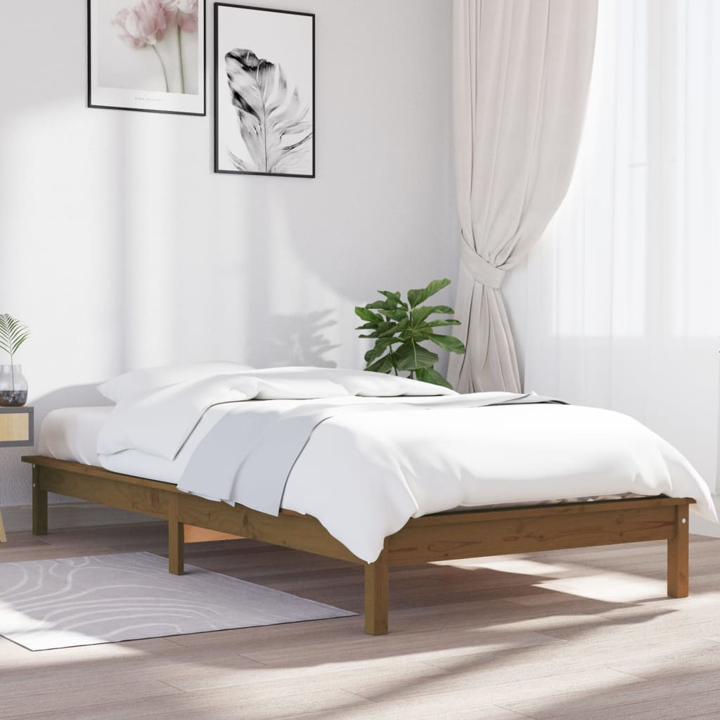 Sengeramme honningbrun 90x190 cm heltre furu Single