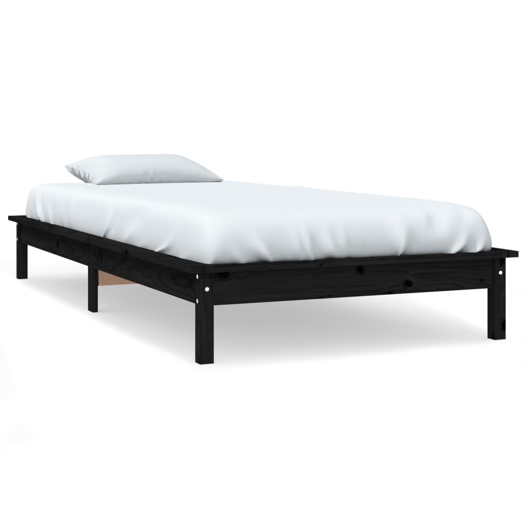 Sengeramme svart 90x190 cm heltre furu