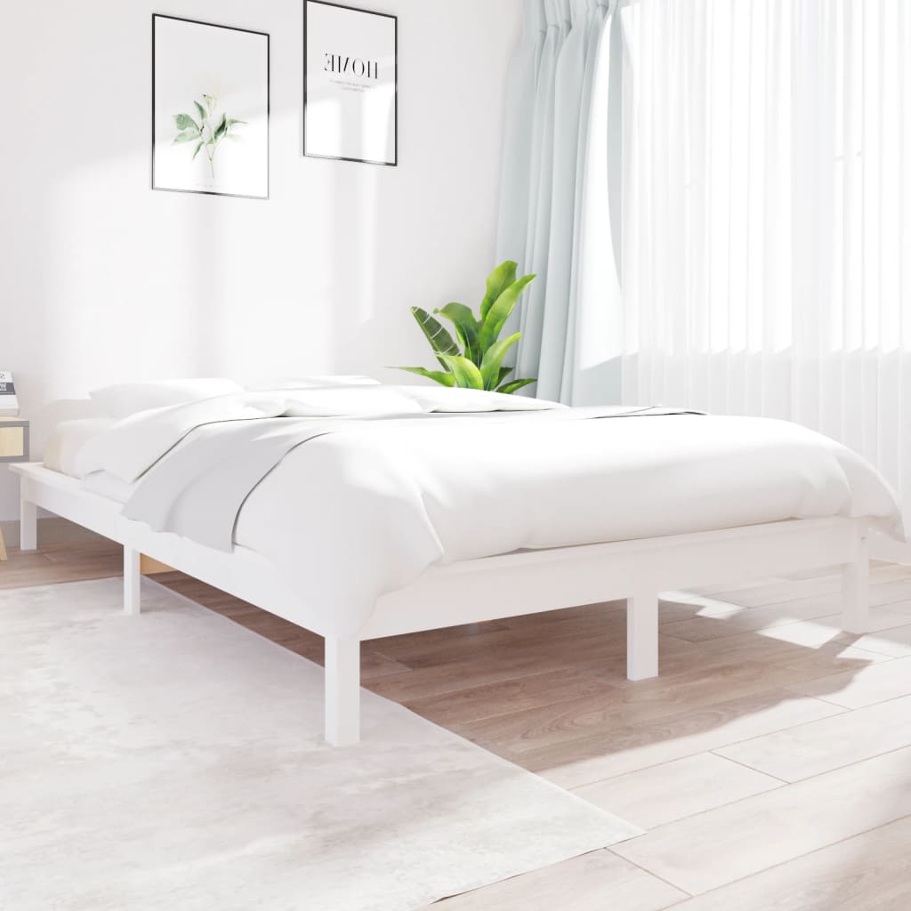 Sengeramme uten madrass hvit 140x190 cm heltre furu