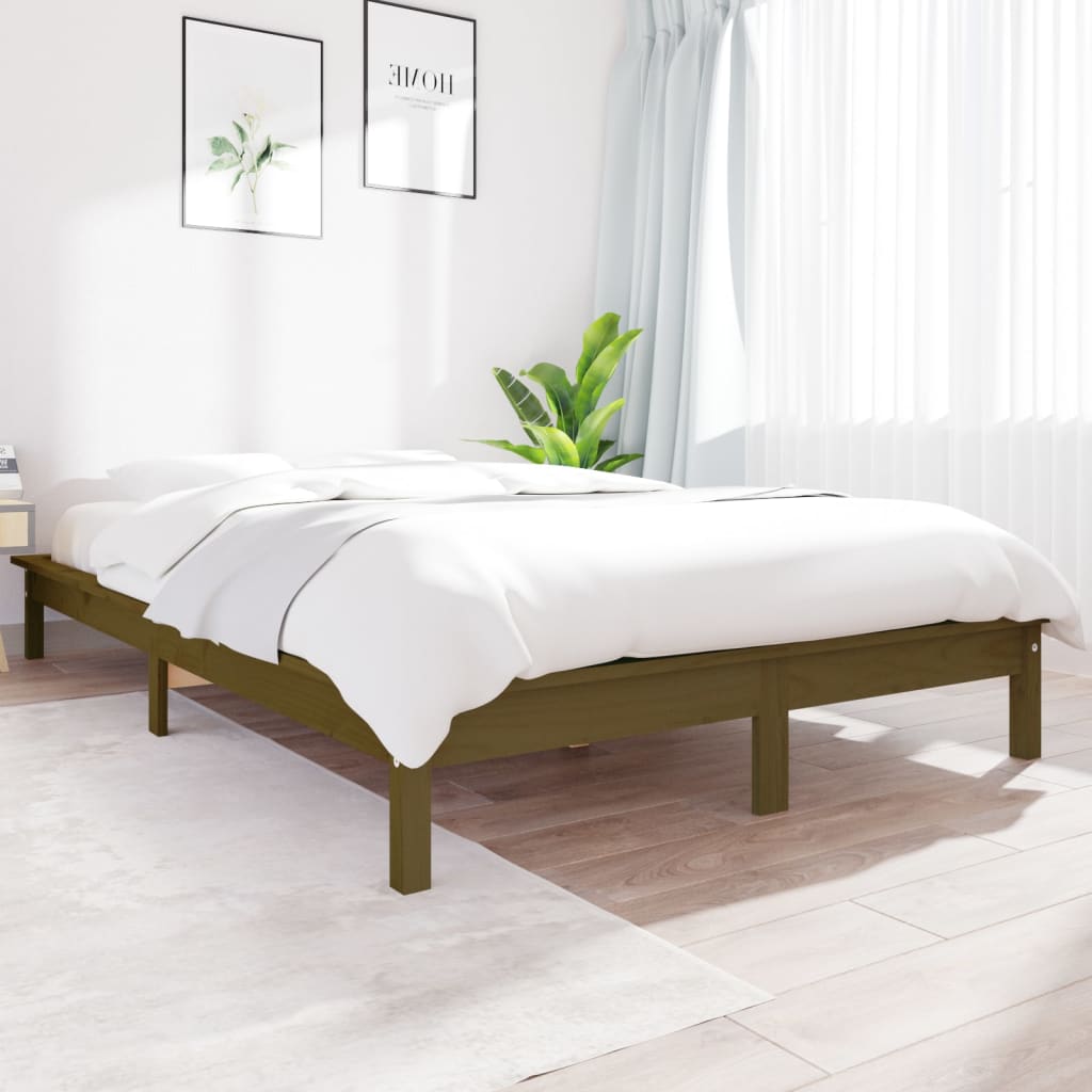 Sengeramme honningbrun 140x190 cm heltre furu