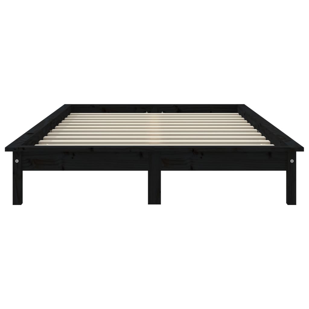 Sengeramme svart 140x190 cm heltre furu